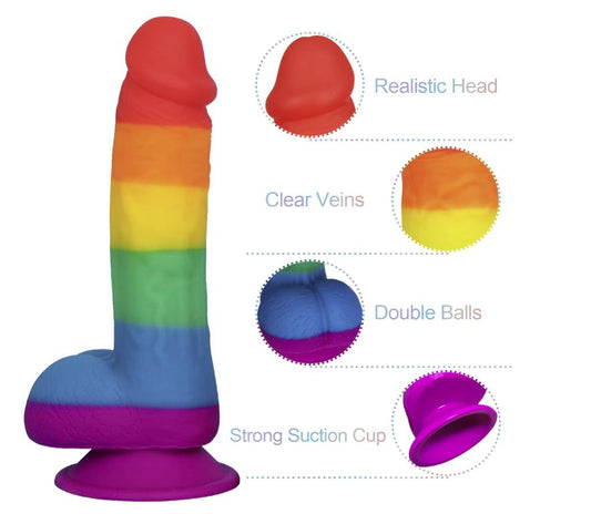 7.5 Inch Realistic Rainbow Dildo with Strong Suction Cup